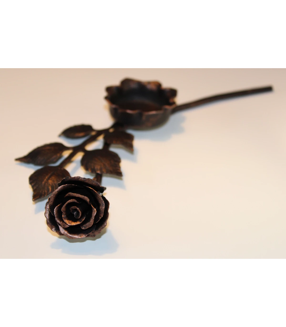 Schmiedeeisen Teelichthalter Rose Eisenrose schwarz-silber Kerzenhalter 27cm 
