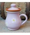 Teetasse mit Sieb "Blumen" rosa/weiß