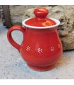Teetasse mit Sieb "Blumen" rot/weiß